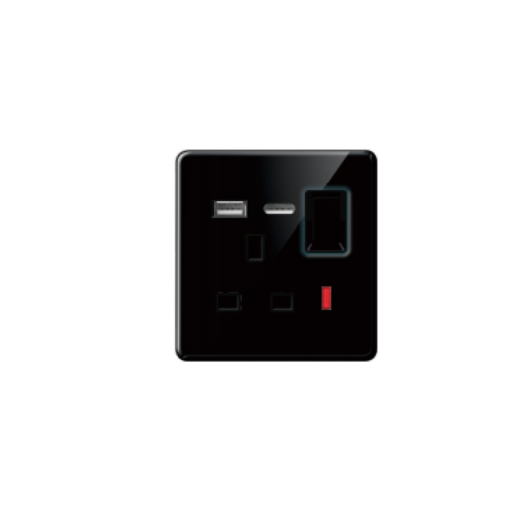 S7.5- glass 1gang 13AUSB(grey)